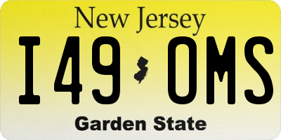 NJ license plate I49OMS