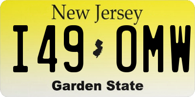NJ license plate I49OMW