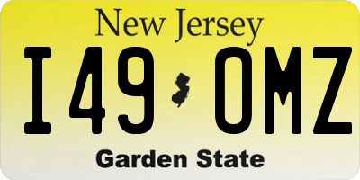 NJ license plate I49OMZ
