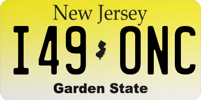 NJ license plate I49ONC