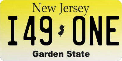 NJ license plate I49ONE