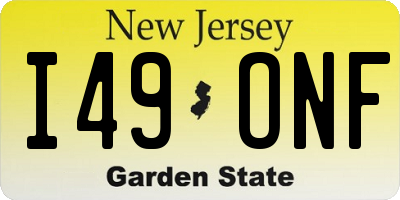 NJ license plate I49ONF
