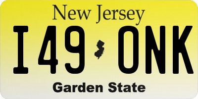 NJ license plate I49ONK