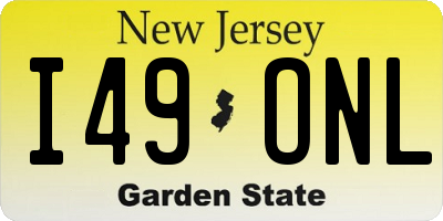 NJ license plate I49ONL
