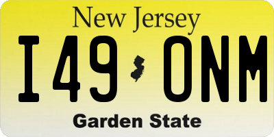 NJ license plate I49ONM
