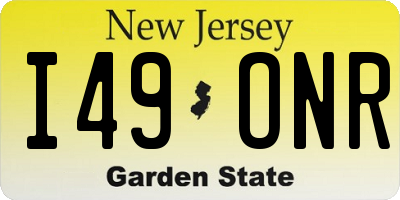 NJ license plate I49ONR