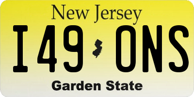 NJ license plate I49ONS
