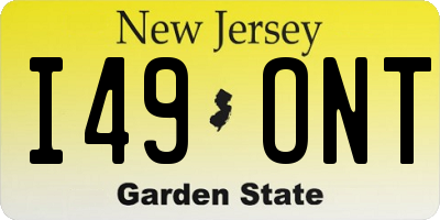 NJ license plate I49ONT