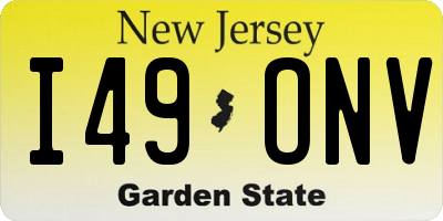 NJ license plate I49ONV