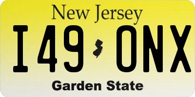 NJ license plate I49ONX