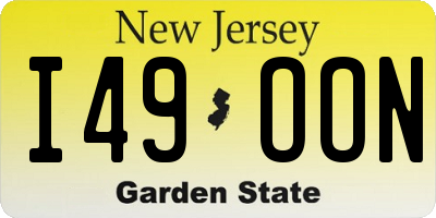 NJ license plate I49OON