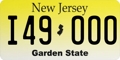 NJ license plate I49OOO