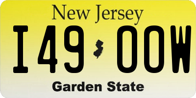 NJ license plate I49OOW