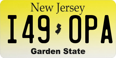 NJ license plate I49OPA