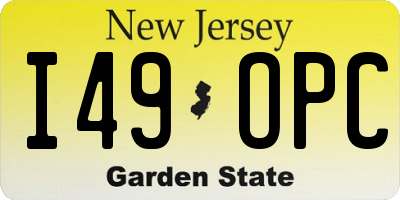 NJ license plate I49OPC