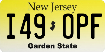 NJ license plate I49OPF