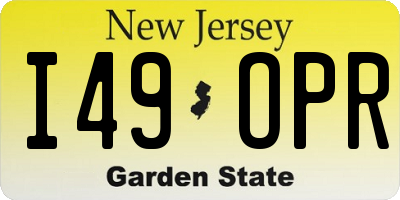 NJ license plate I49OPR