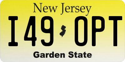 NJ license plate I49OPT