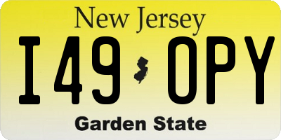 NJ license plate I49OPY