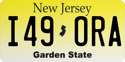 NJ license plate I49ORA