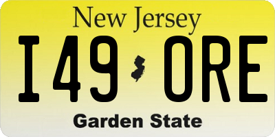 NJ license plate I49ORE