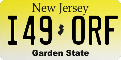NJ license plate I49ORF