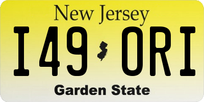 NJ license plate I49ORI