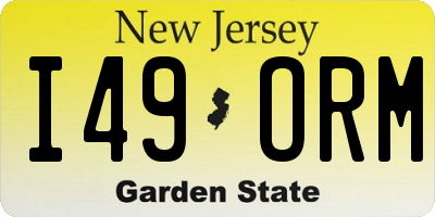 NJ license plate I49ORM