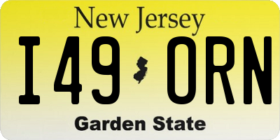 NJ license plate I49ORN