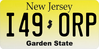 NJ license plate I49ORP