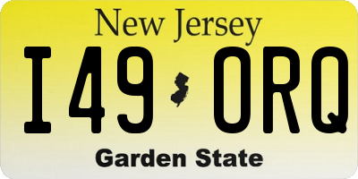 NJ license plate I49ORQ