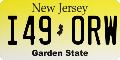NJ license plate I49ORW