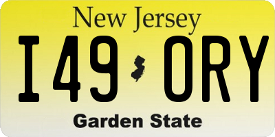 NJ license plate I49ORY