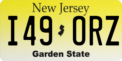NJ license plate I49ORZ