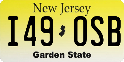 NJ license plate I49OSB