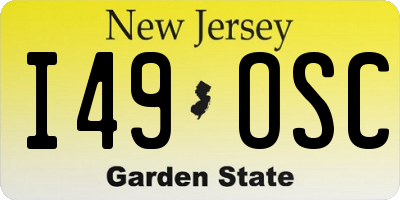 NJ license plate I49OSC