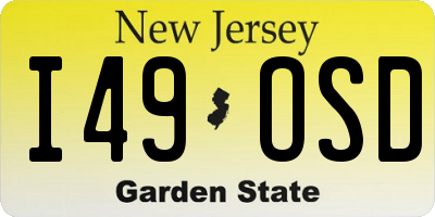 NJ license plate I49OSD
