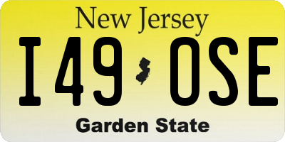 NJ license plate I49OSE