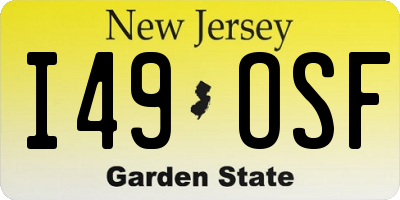 NJ license plate I49OSF