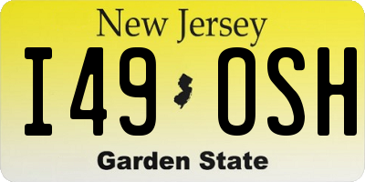 NJ license plate I49OSH
