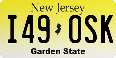 NJ license plate I49OSK
