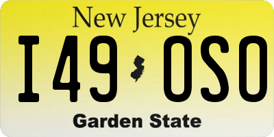 NJ license plate I49OSO