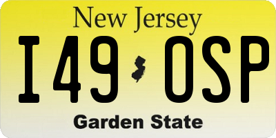NJ license plate I49OSP