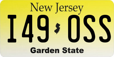 NJ license plate I49OSS