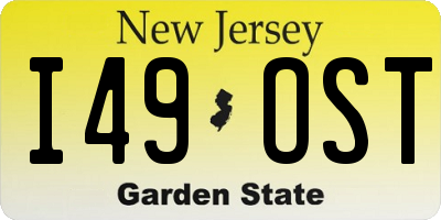 NJ license plate I49OST