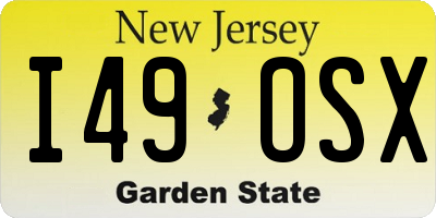 NJ license plate I49OSX