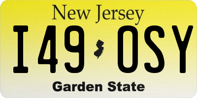 NJ license plate I49OSY