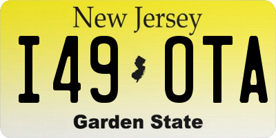 NJ license plate I49OTA