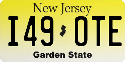 NJ license plate I49OTE