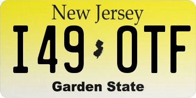 NJ license plate I49OTF